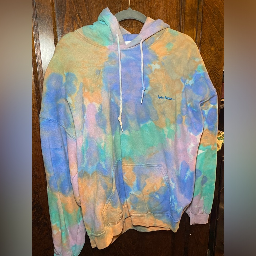 Multi-colored IETS Frans tie-dye hoodie sweatshirt